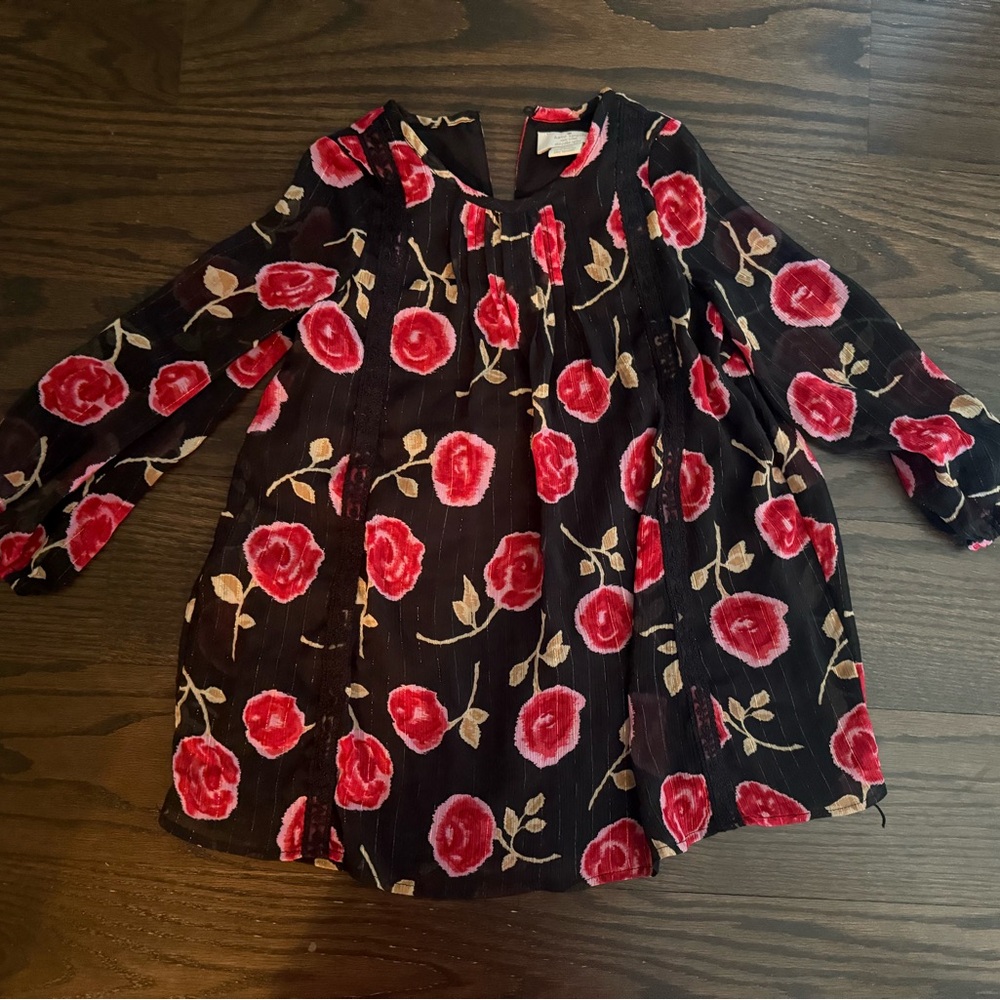 Kate Spade Lauren Floral Black and Red 4Y Girls Dress Tunic
